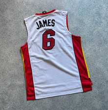 Maillot de basket Adidas NBA Miami Heat LeBron James blanc vintage taille 2xl...