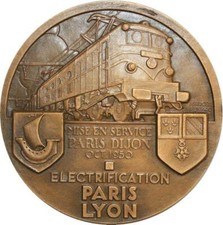 O6496 Coffret Médaille SNCF Electrification Paris Lyon 1950 Renard SPL