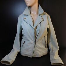 Blouson femme cuir daim vert taille 38 ONLY BLUE BEHAVIOUR mode vintage N6416  