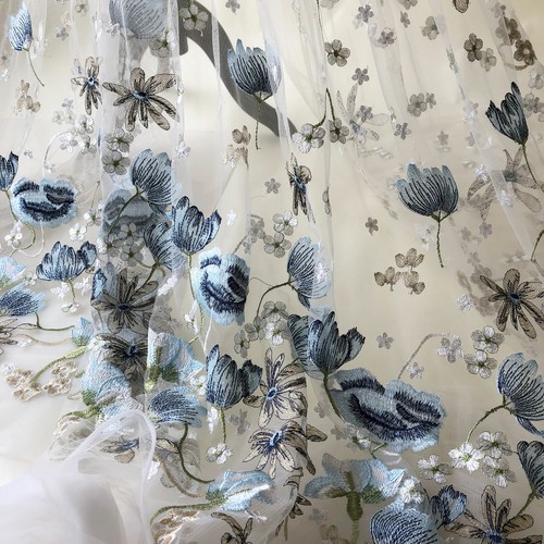 Tissu dentelle florale - tissu, en