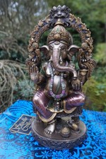 708.7816 FIGURINE DIEU GANESHA  BOUDDHA PROSPERITE MEDITATION   RELIGIEUX 26CM