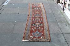 Ancien Worn Main Fabriqué Traditionnel Oriental Laine Rouge Bleu Longueur Chemin