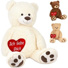 BRUBAKER Peluche géante XXL Ourson Ours Nounours 100cm et Cœur en Ich Liebe dich