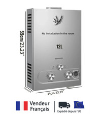 Chauffe Eau Gaz Instantané 8L 12L 16L Butane Propane Douche Camping Car Inox