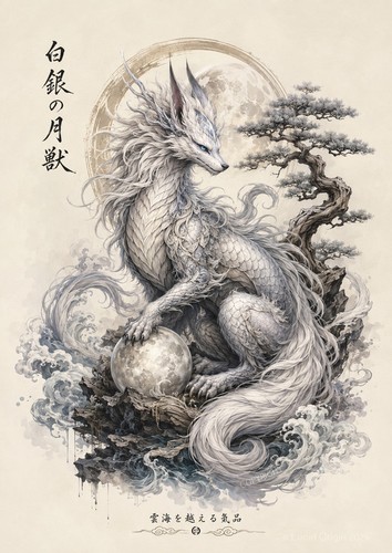 Affiche kitsune japonais - a4,