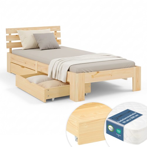 Cadre lit simple 90x200 bois - 90x200,