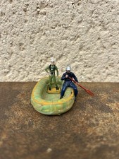 Starlux mini 4cm canot avec pompier rameur et plongeur homme-grenouille TBE VGC