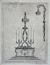 SUSPENSOIR Gravure HUQUIER Eau Forte ORNEMENTATION Decoration XVIII°