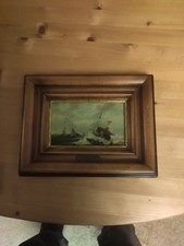 ancien tableau huile sur toile marine