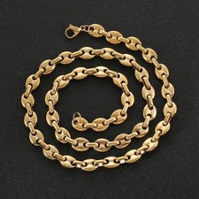 Chaine collier  graine de café doré acier inoxydable 55 cm 7 mm homme femme