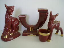 TROIS OBJETS DE DECORATION DES ANNEES 50 - 60 COULEUR PRUNE ET OR ?FIN 