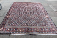 Vintage Main Fabriqué Traditionnel Oriental Laine Bleu Rouge Grand Moquette