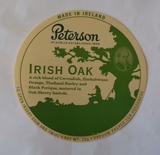 Ancienne Etiquette ronde de boîte pour tabac à pipe Peterson, Irish Oak, TB.