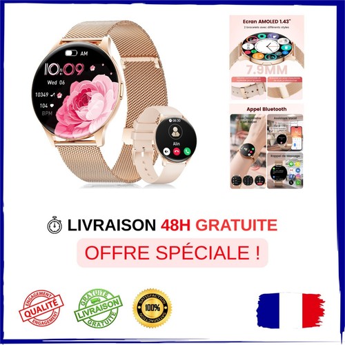 Montre connectée femme - montre, 1.43"