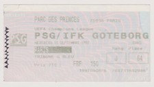 Billet Football Collector Paris SG PSG - IFK Göeteborg 17/09/1997 