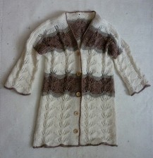 Handmade with Love gilet pull cardigan d'hiver long ajouré laine alpaga TU