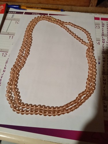 Collier sautoir perles rose - collier,