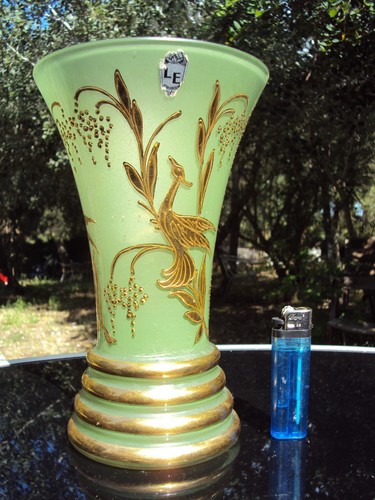 Vase verre vert - vase, décor