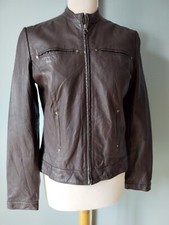  Sympa le BLOUSON en CUIR Marron Zippé NAF-NAF  Taille L...38