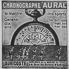 PUBLICITÉ CHRONOGRAPHE AURAL LE MAITRE DES SPORTS AUROSCOSTE HORLOGER MARINE