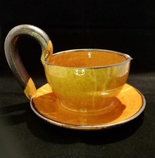 Céramique 60's Signée Aegitna à Vallauris Forme Saucière  Jaune Saltalamacchia