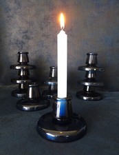 Bougeoir verre Bleu Cobalt Design Maria Kariis IKEA 90s rétro vintage scandinave