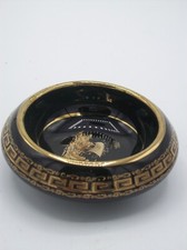 Cendrier décoratif style grec antique - céramique noire - fait main 24 carats or