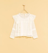 Zara Girl's Lace Shirt Ivory Size 4 NWOT