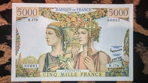 Billet 5000 francs terre - francs, et