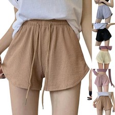 Short gaufre confortable femme décontracté ample jambes larges gymnastique spo