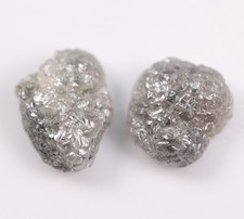 Boucles d'oreilles 2,54 ct diamant brut gris naturel diamant brut terre...