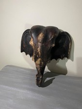 Sculpture tête d’éléphant en bois