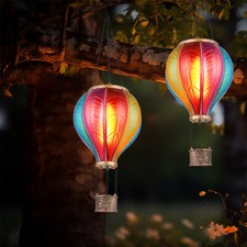 Ballon à Air Chaud Lampe Solaire Suspension Effet Feu Multicolore LED 2er Set