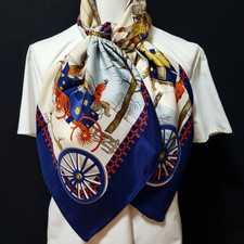 RARE VINTAGE HERMES Foulard en Soie "L'Hiver en Poste" Carré 90 par...