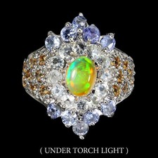 925 Bague en Argent Feu Opale