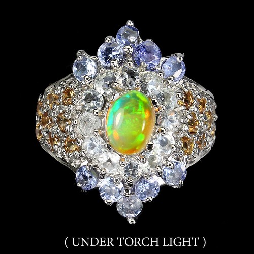 925 bague argent feu opale - feu,