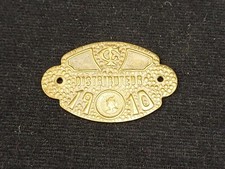 Plaque fiscale 1910 laiton machine sous jeux forain murale bille roulette ancien