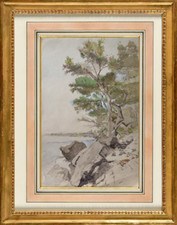 TRES BELLE AQUARELLE PAYSAGE DANS LE GOUT DE HENRI JOSEPH HARPIGNIES ? (8)