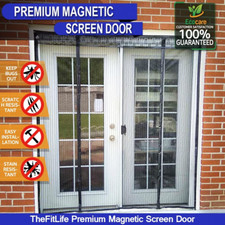 TheFitLife Double Door Magnetic Screen - Mesh Curtain with Full Frame, 60''x80''