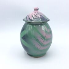 Pot couvert en céramique émaillée décor fougères par J.F. Orsini MOF Corse XXème