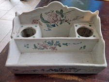 ENCRIER FAIENCE DE ROUEN XVIIIeS A DOUBLE GODETS NEVERS LA ROCHELLE ? RESTAURE 