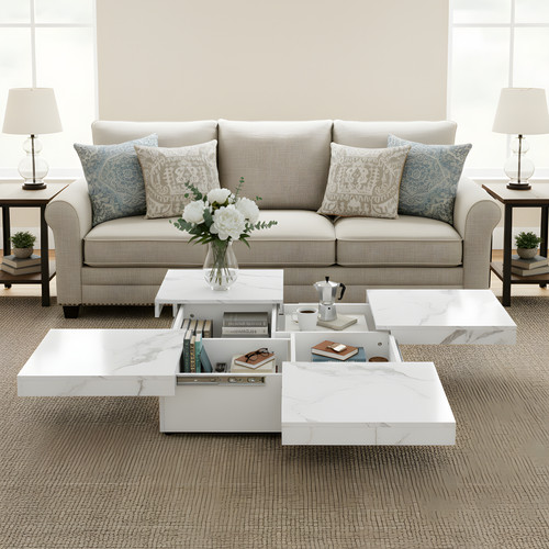 Square marble veneer coffee - square,
