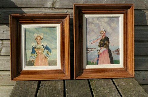 Paire anciens tableaux - paire,