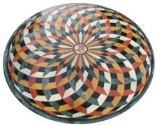 42 " Rond Vert Marbre Canapé Centre Table Top Inlay Demi Précieuses Pierres
