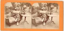 Tirailleurs algériens indigènes lisant journal Le Siècle Photo stereo militaire