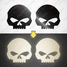 Lot 2 Stickers HARLEY 6,5 cm NOIR réfléchissant crane tuning tete de mort casque