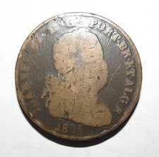 Pataco Portugal – 10 Réis 1825 – Jean VI Roi du Portugal – Bronze 35 g 34 mm