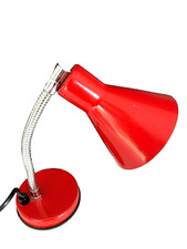 Ancienne petite lampe de chevet ou bureau flexible en metal rouge années 60-70