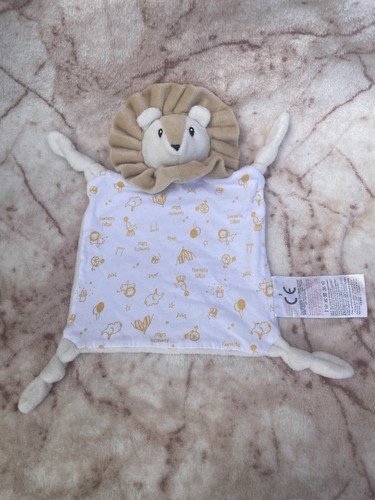 Doudou plat lion beige - , blanc