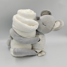 Doudou souris grise robe blanche pois avec plaid OBAIBI - 31296